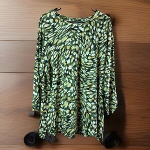 Westbound Womans Green Plus Size 1X Round Neck Casual Pullover Tunic Top